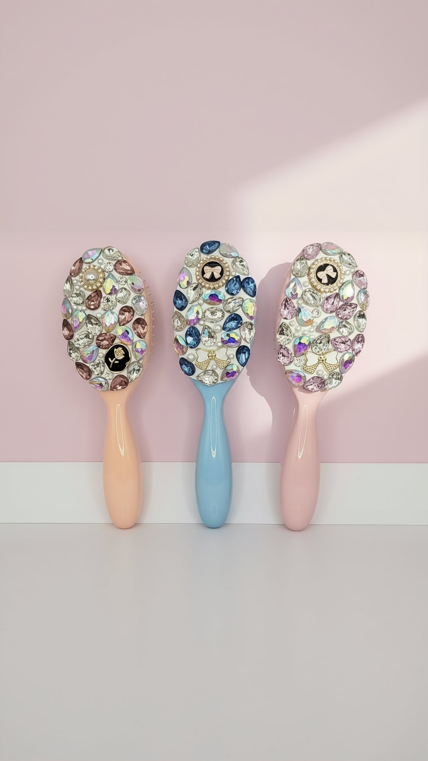 Jeweled Crystal Paddle Oval Hair Brush Massage Comb