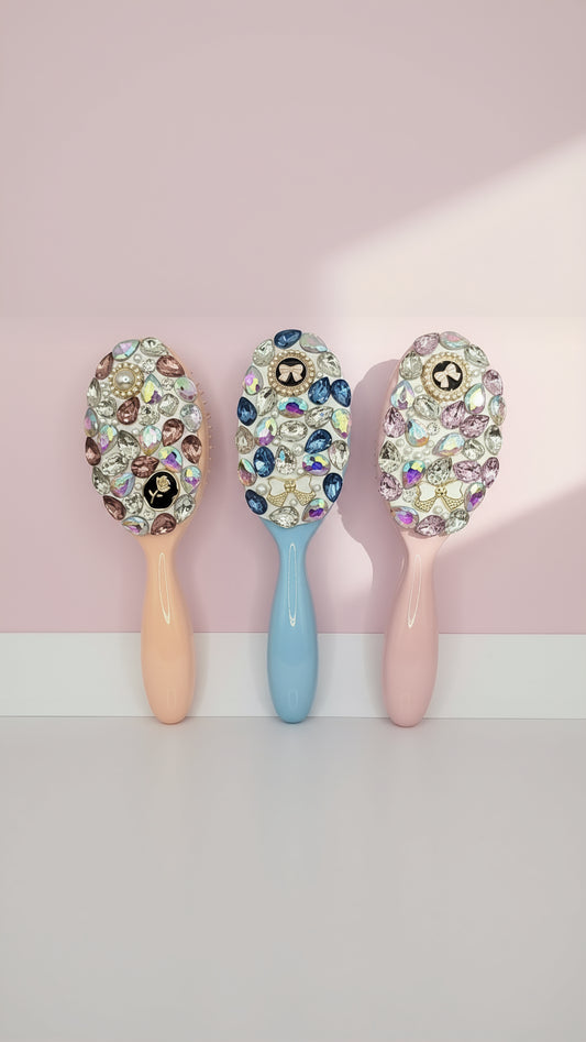Jeweled Crystal Paddle Oval Hair Brush Massage Comb