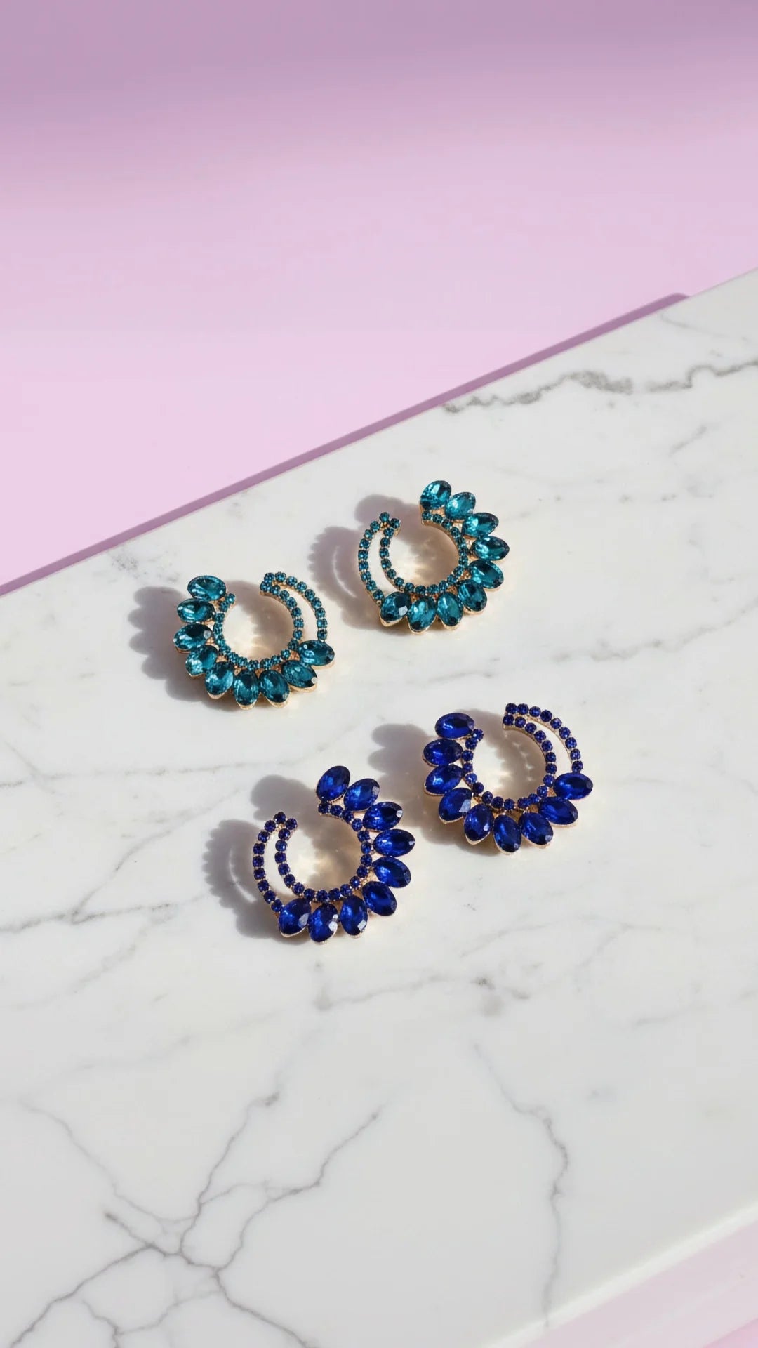 Hollow Curved Crystal Stud Earrings