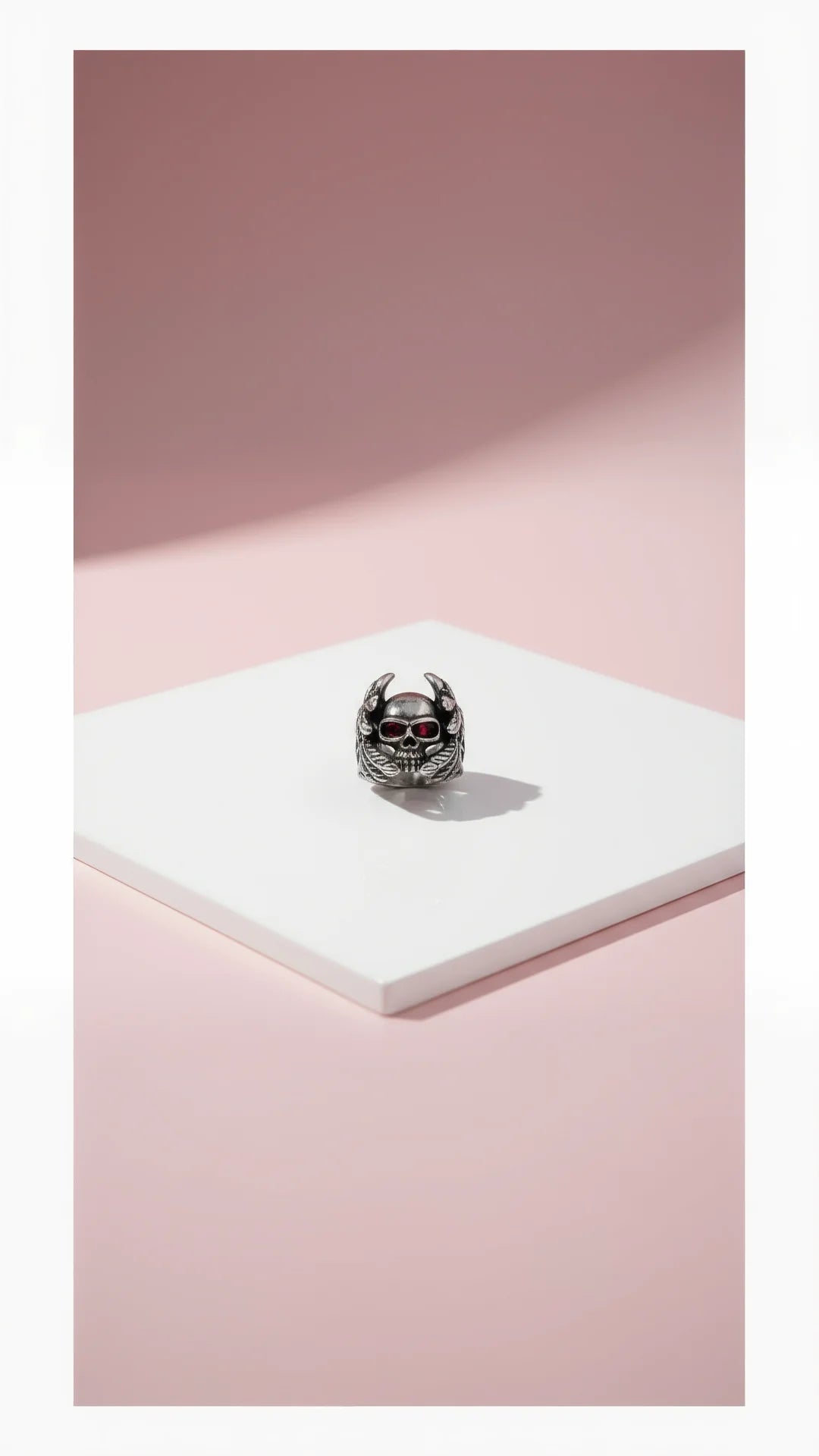 Stainless Steel Skull Wings Men's Biker Ring