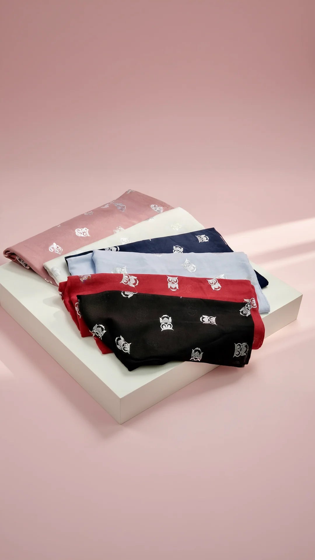 Owl Shimmer Silver Foil Scarf Pack of 12