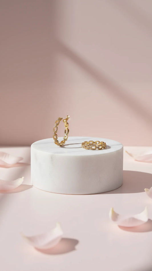 Pavé Crystal Huggie Chain Link Earrings