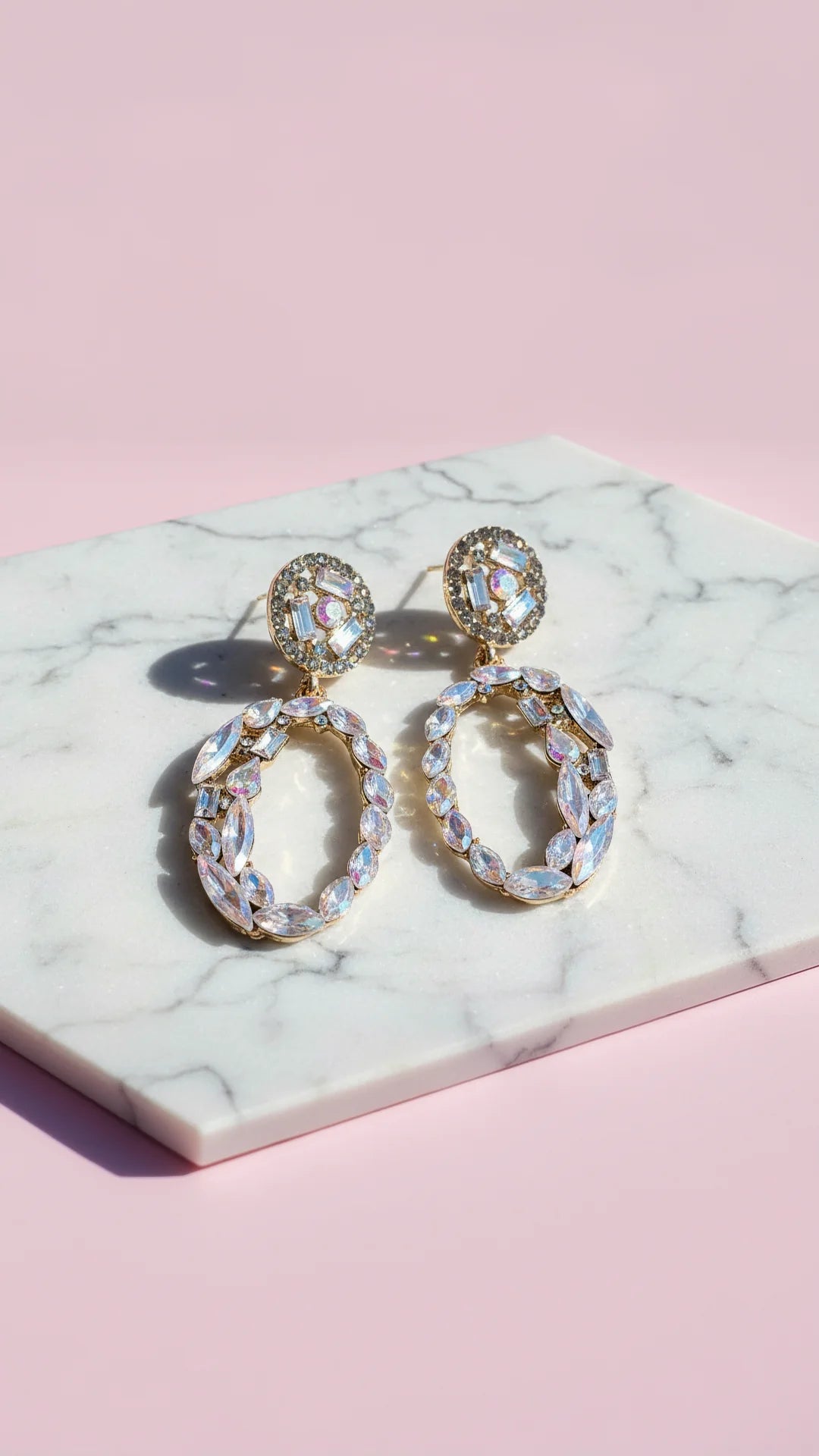 Oval Drop & Dangle Crystal Earrings