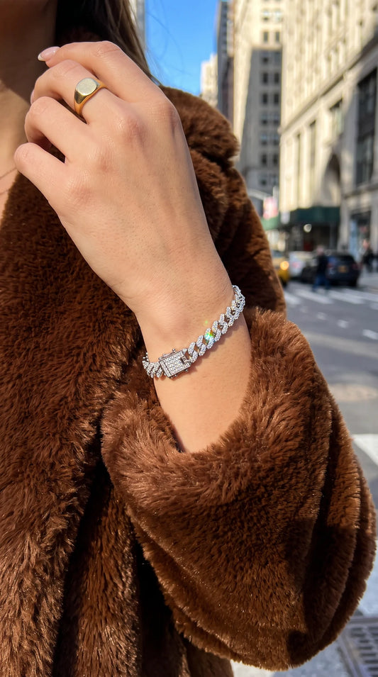 Slimline Pavé Cuban Chain Link Bracelet