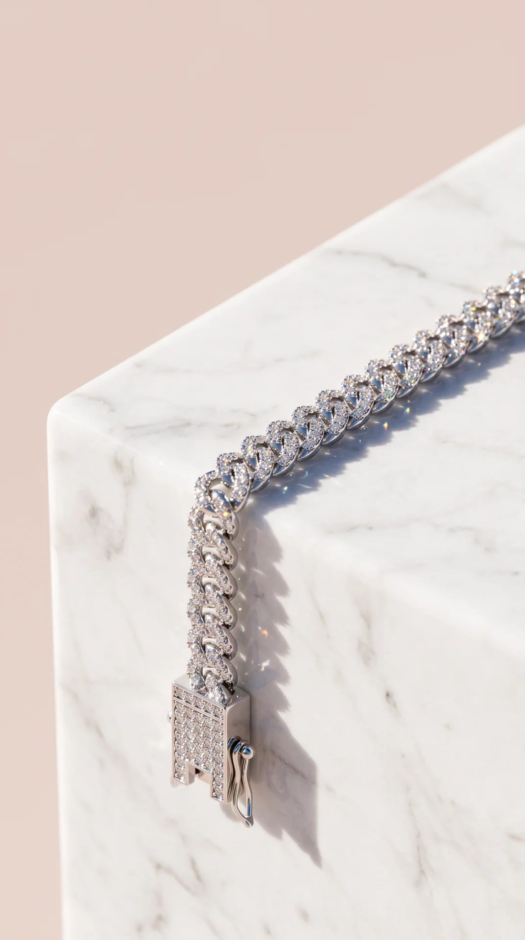 Slimline Pavé Cuban Chain Link Bracelet