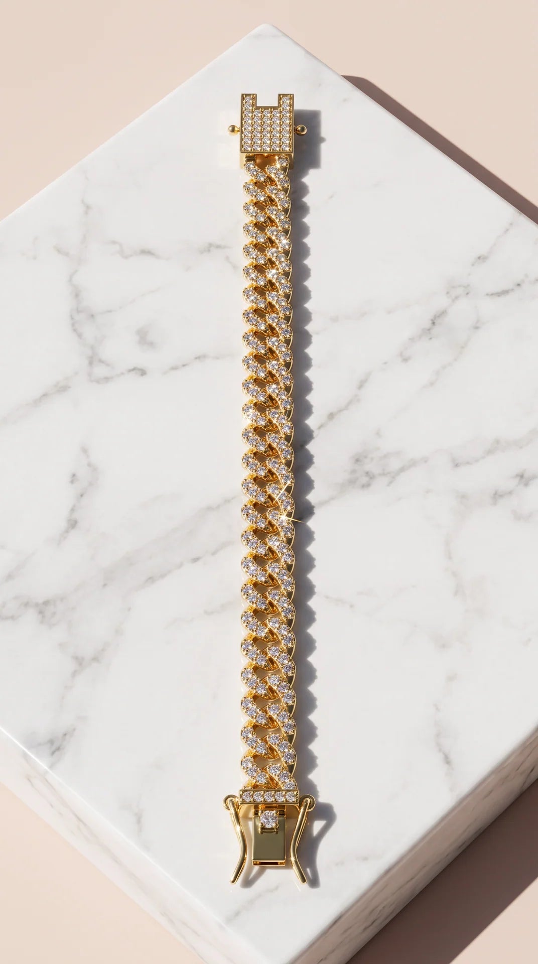 Slimline Pavé Cuban Chain Link Bracelet