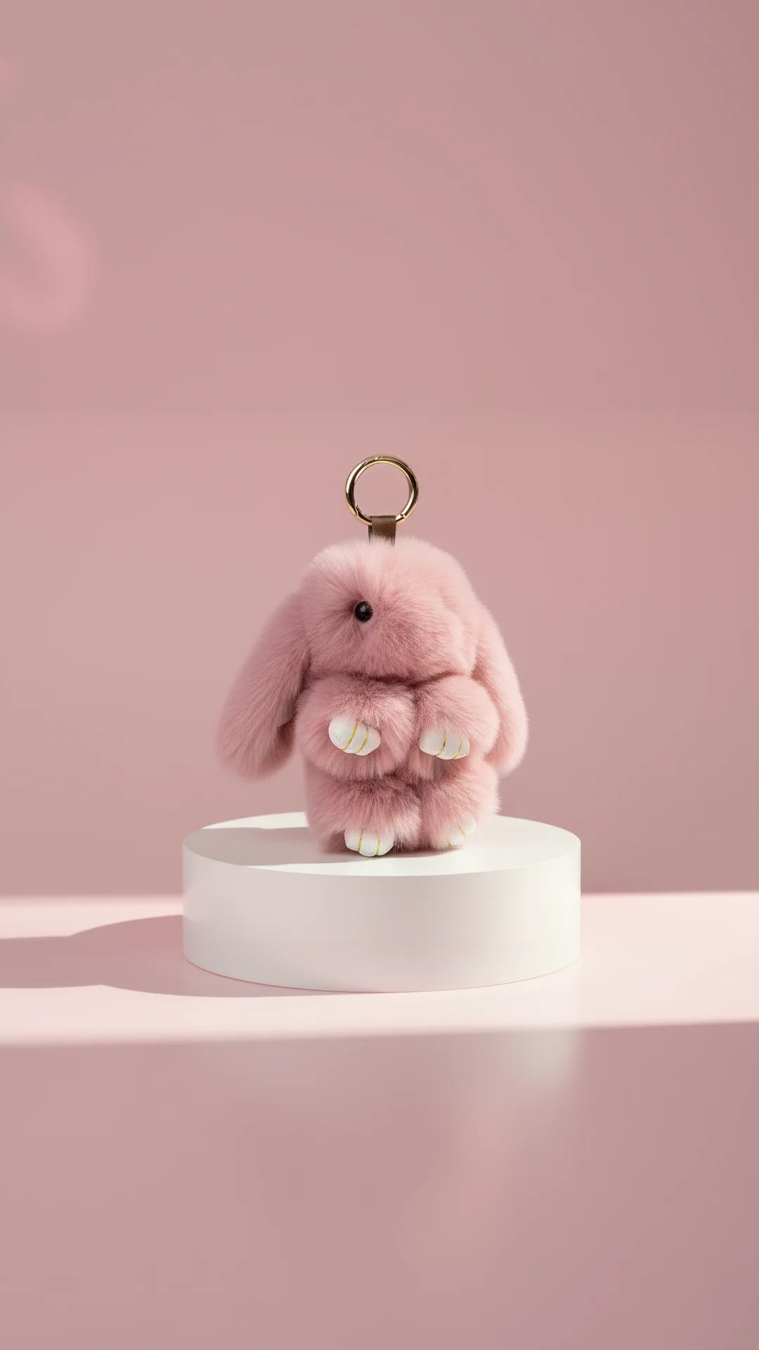Mini Plush Fluffy Bunny Rabbit Key Ring & Bag Charm