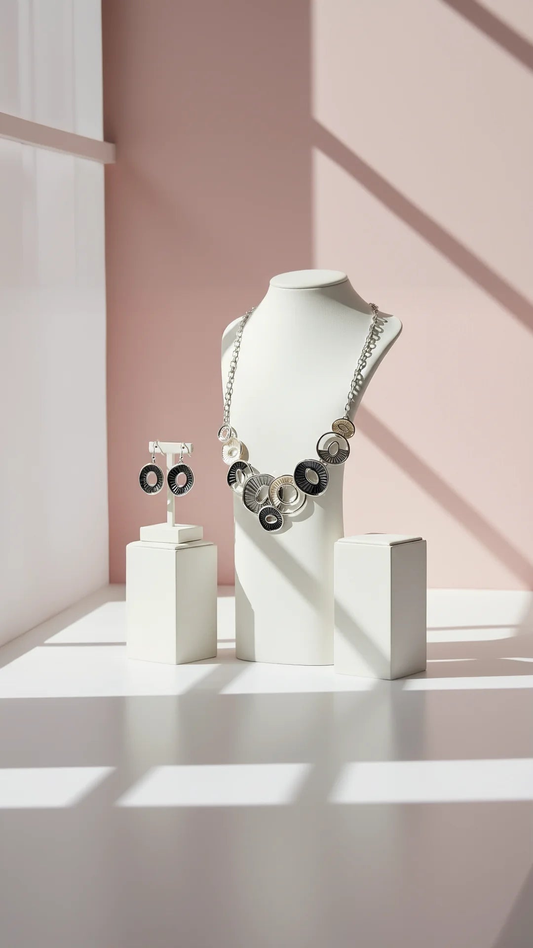 Abstract Oval Necklace & Earrings Set