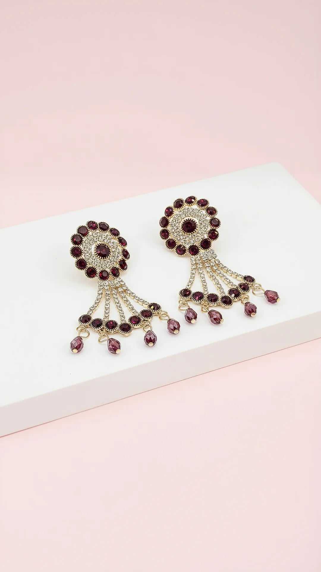 Red Statement Drop & Dangle Crystal Earrings