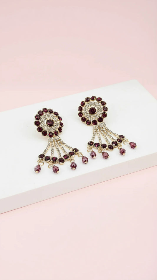 Red Statement Drop & Dangle Crystal Earrings