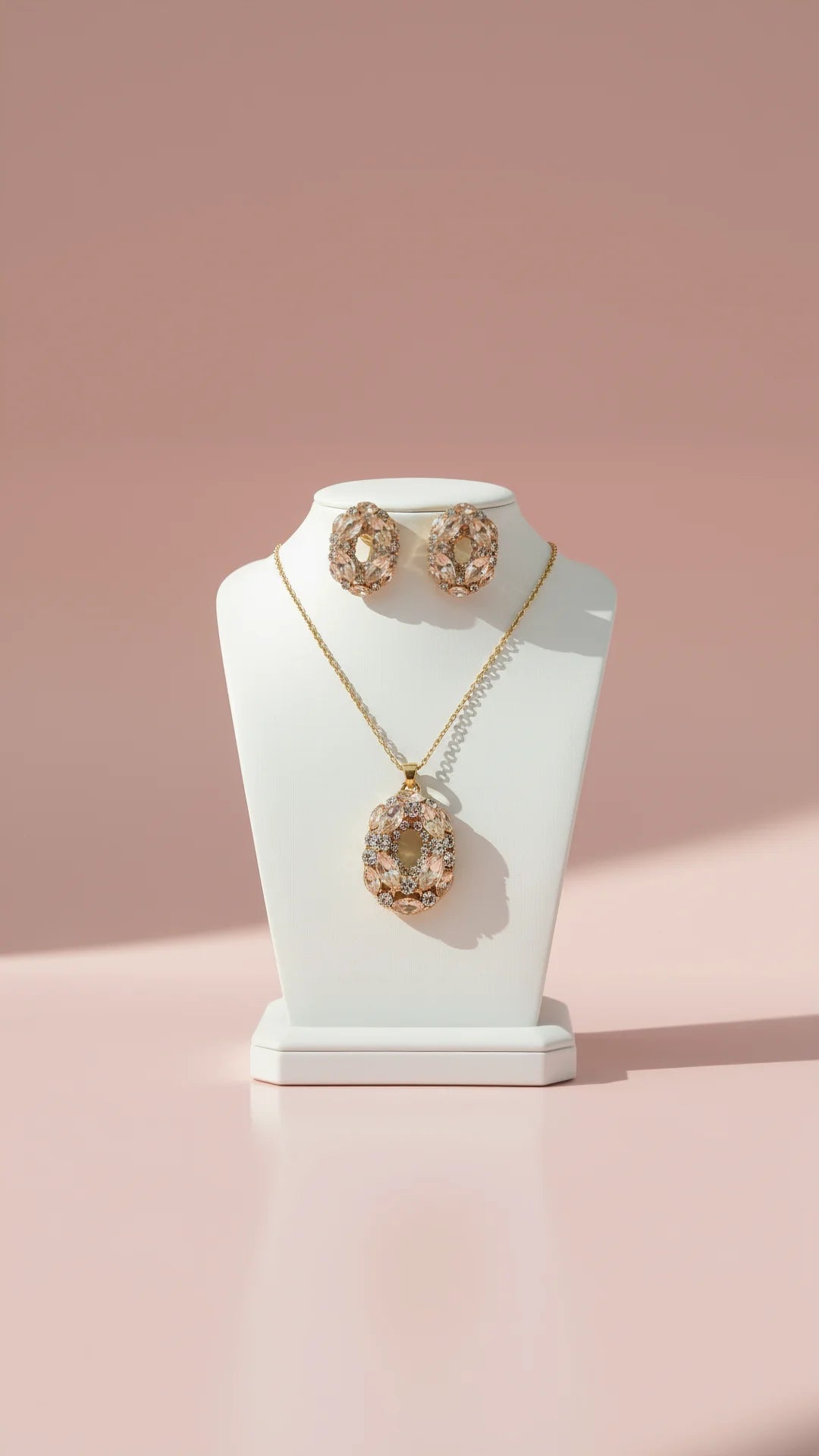 Oval Crystal Necklace Set