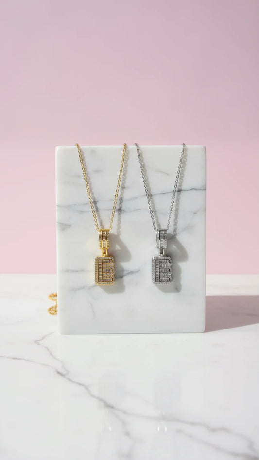 Letter E Crystal Personalized Initial Necklace
