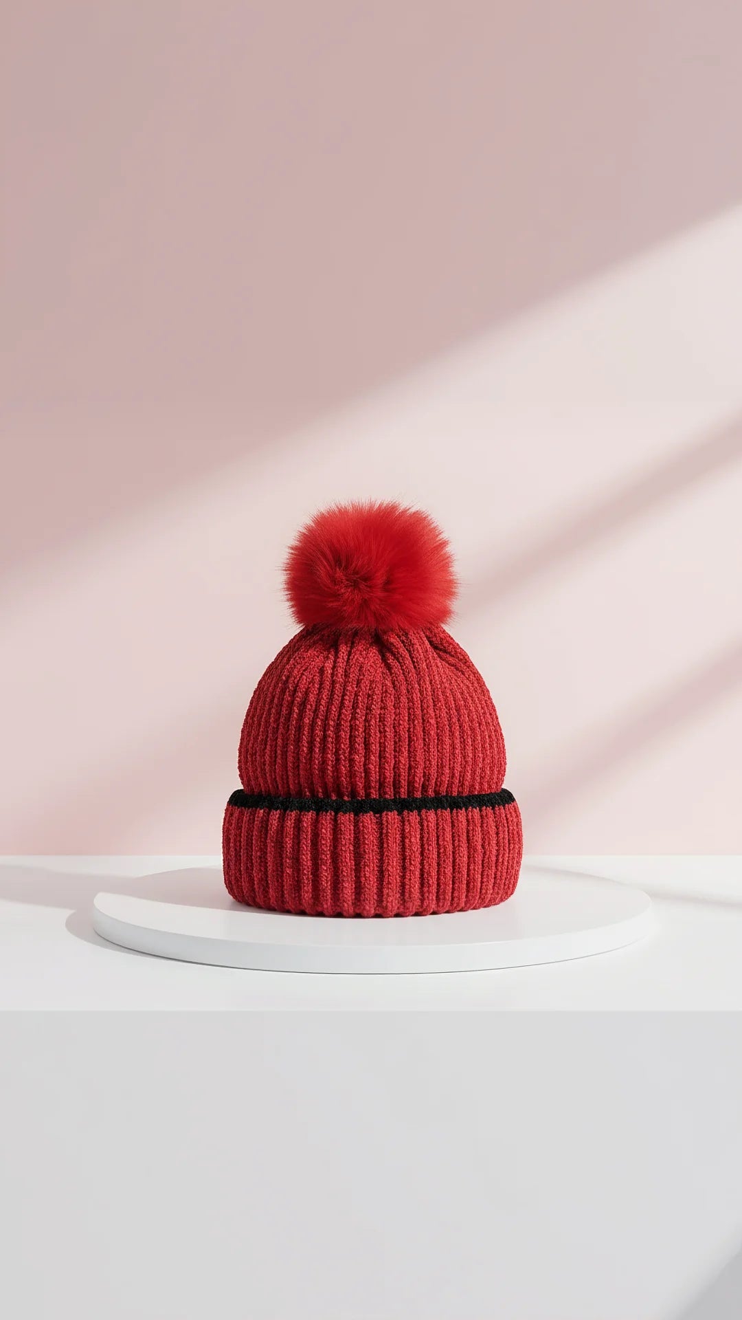 Stripe Knitted Fluffy Bobble Hats Pack of 12