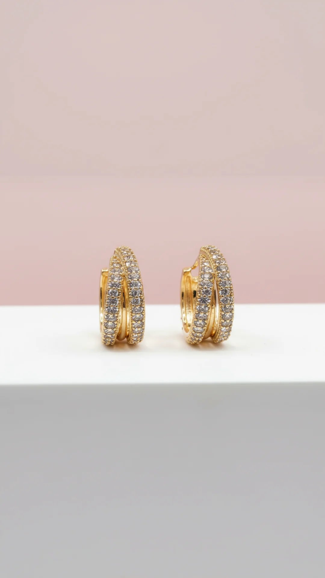 Gold Crystal Stud Earrings