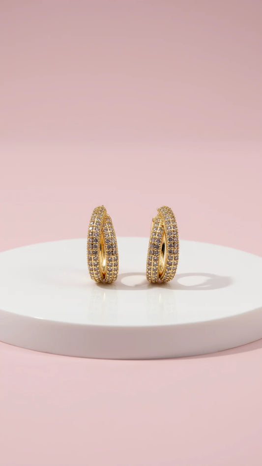 Gold Crystal Stud Earrings