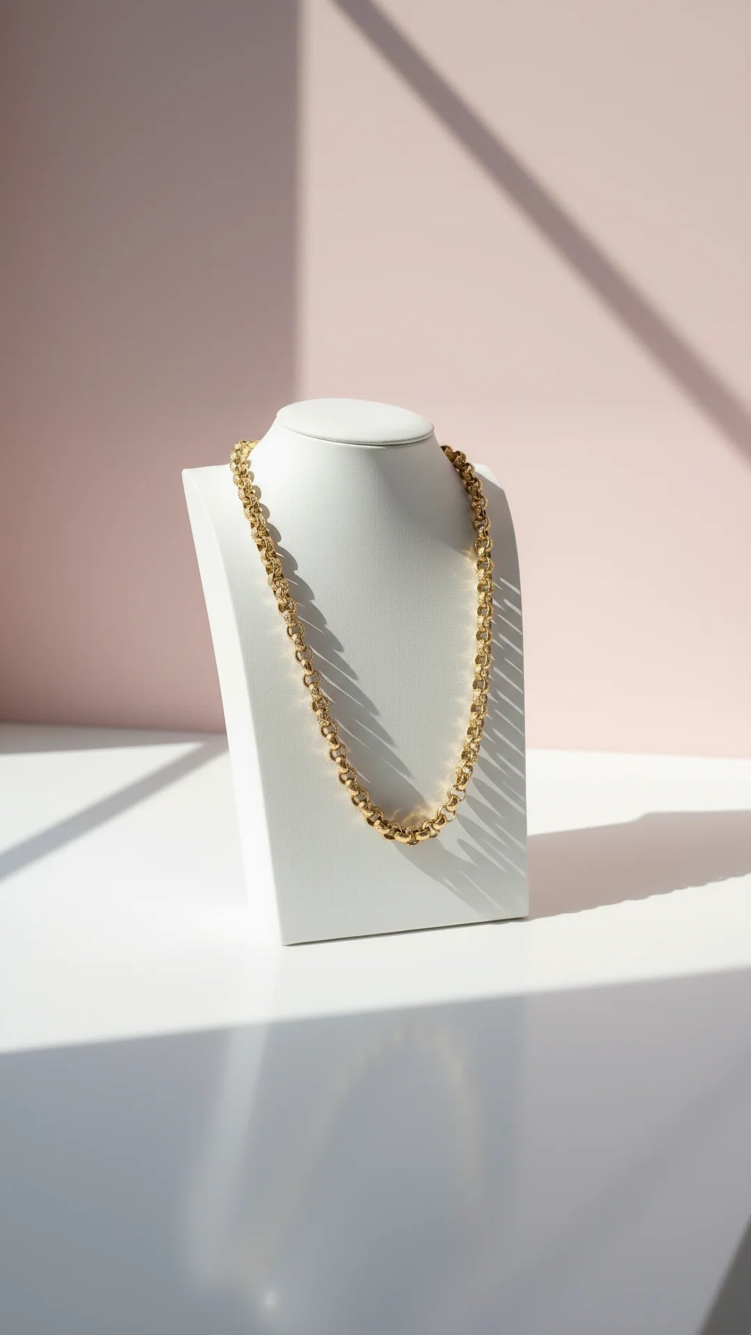 Waterproof 14k Gold Plated Belcher Link Chain Necklace