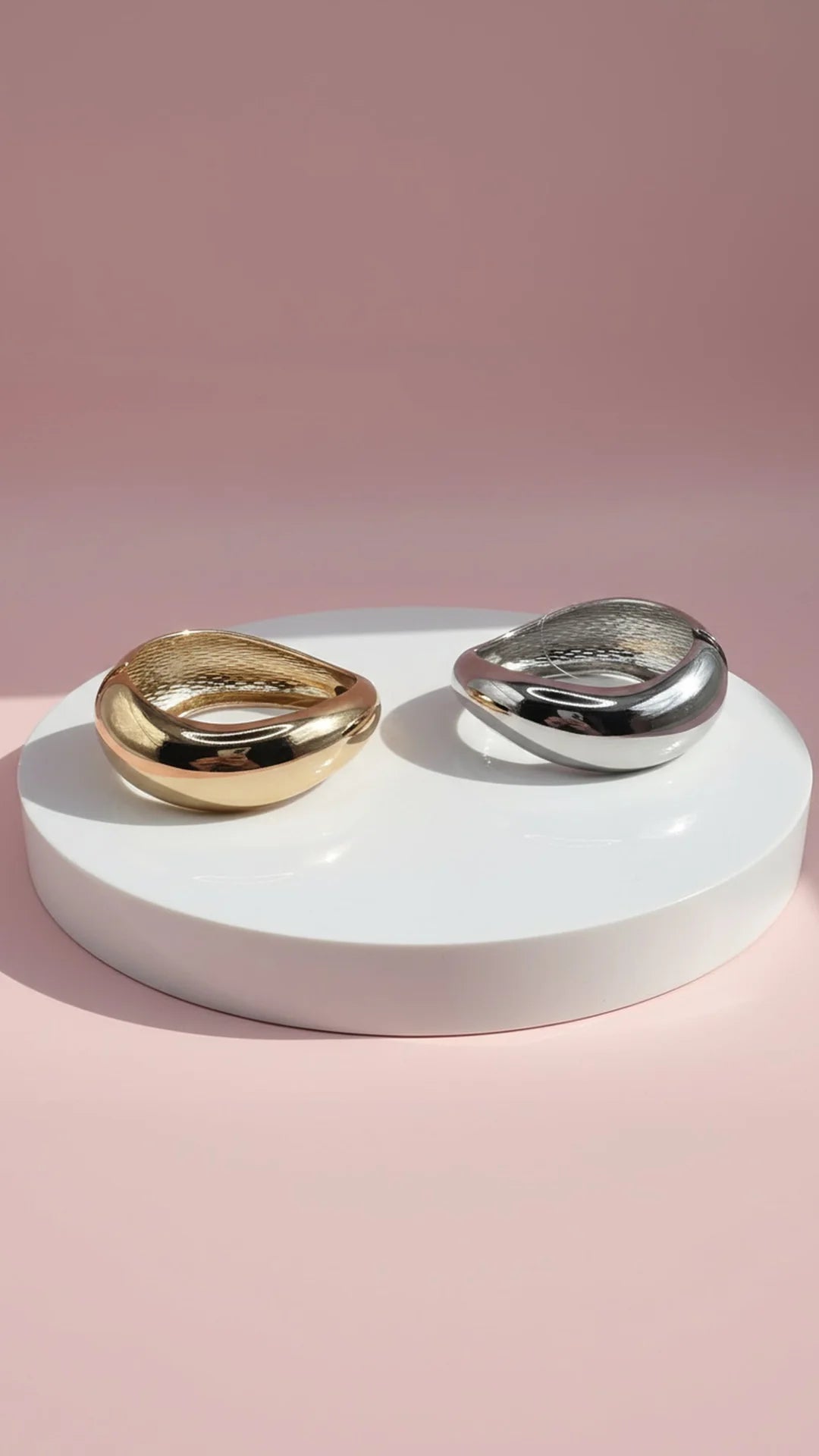 Chunky Curved Hinged Bracelet Bangle