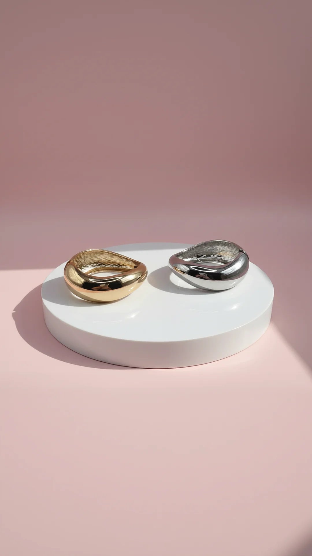 Mirror Finish Curved Hinged Bangle Cuff