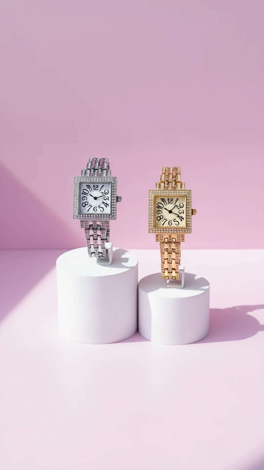 Square Face Crystal Link Watch