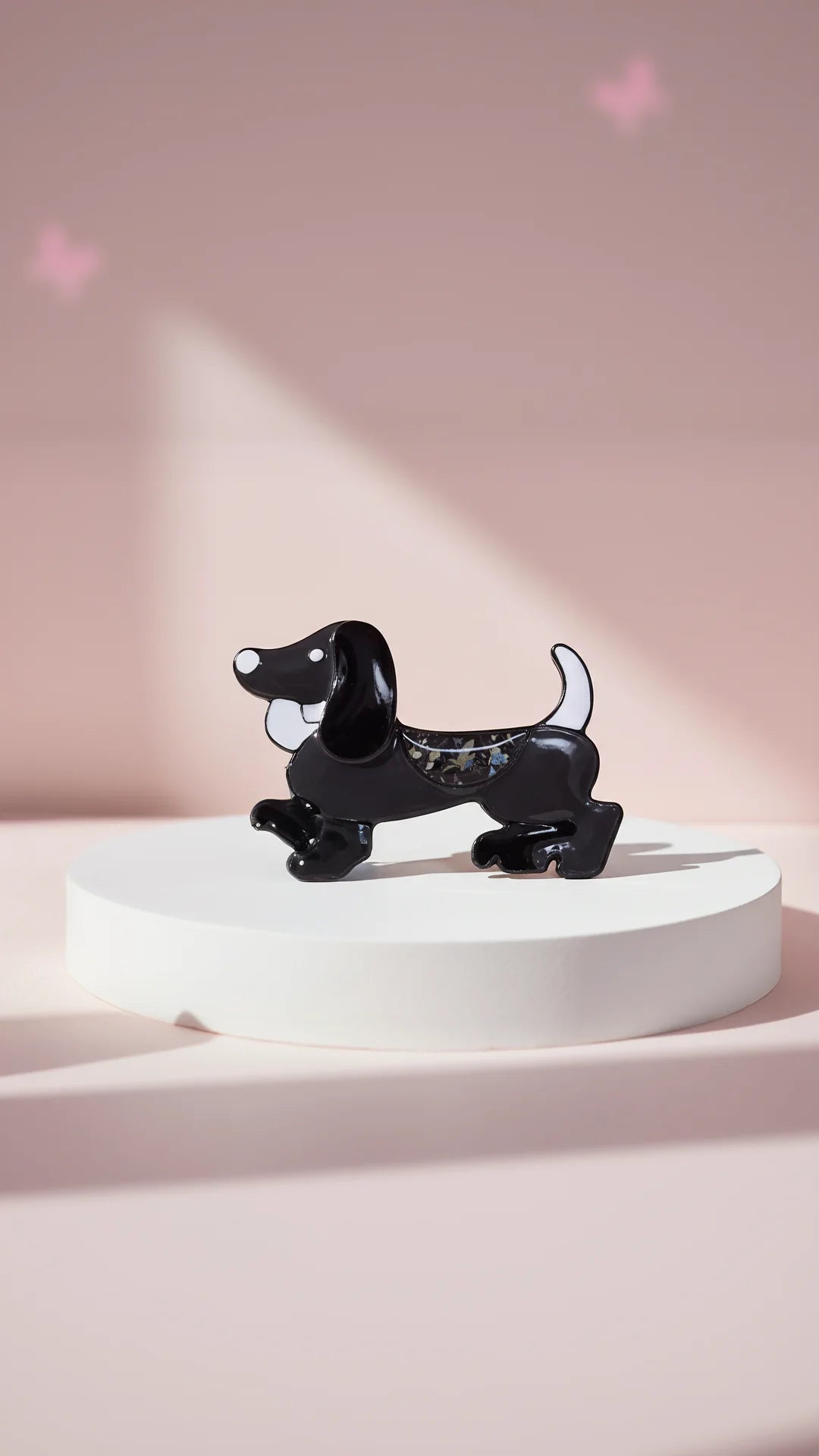 Acrylic Glossy Dachshund Sausage Dog Magnetic Brooch