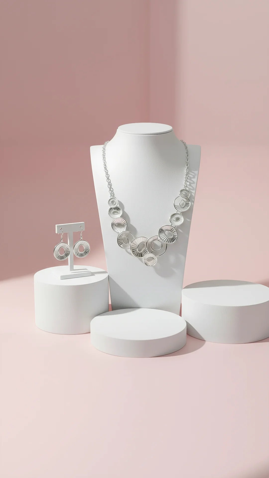 Abstract Oval Necklace & Earrings Set