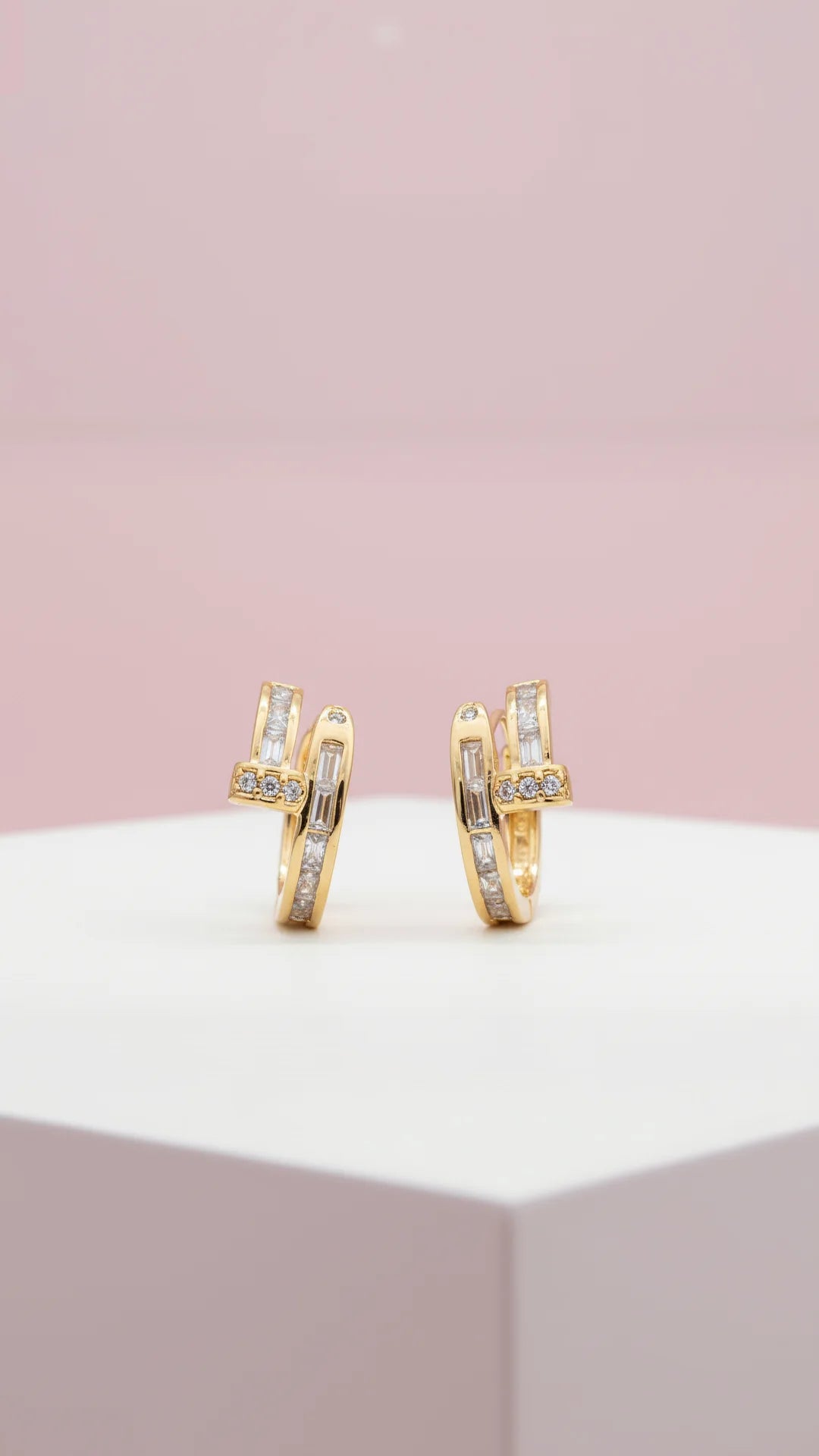 Crystal Nail Huggie Mini Earrings