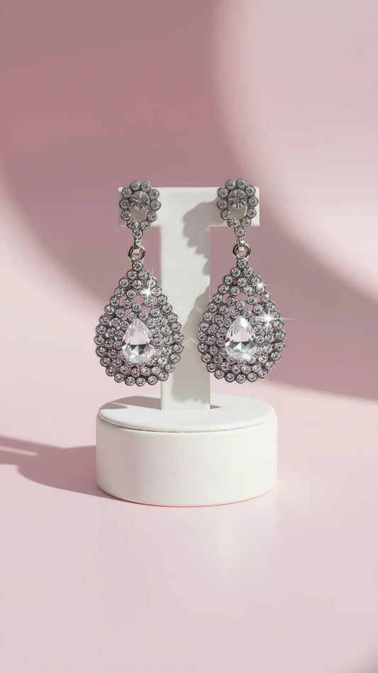 Teardrop Cluster Crystal Drop & Dangle Earrings