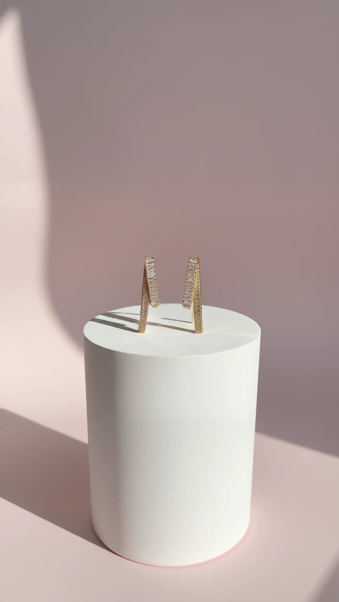 Ribbon Crystal Long Earrings