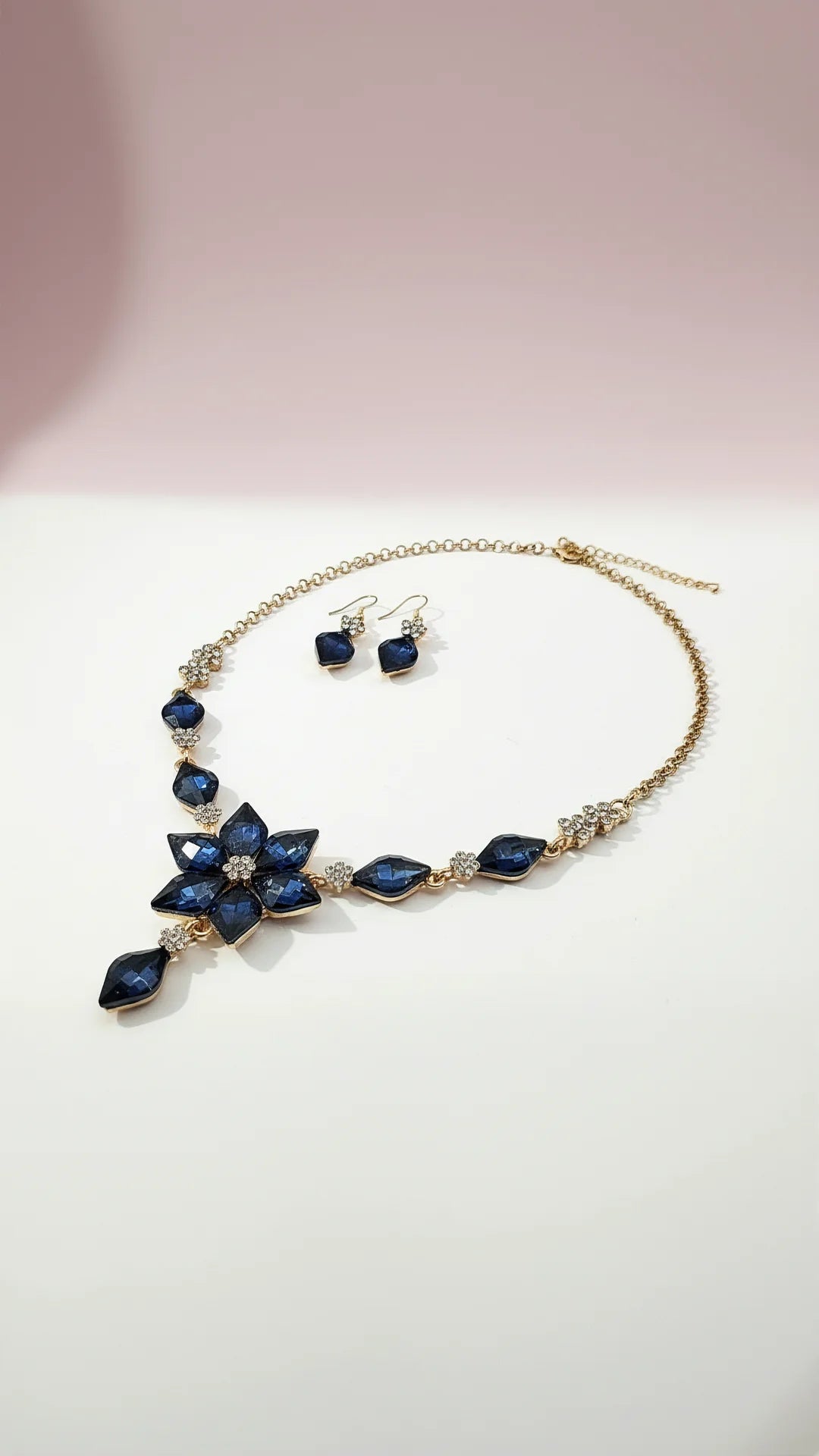 Flower Crystal Necklace & Earrings Set