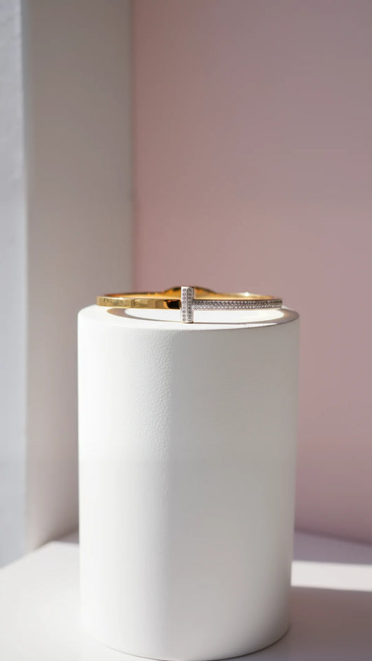 Waterproof Pavé Stainless Steel T Bangle