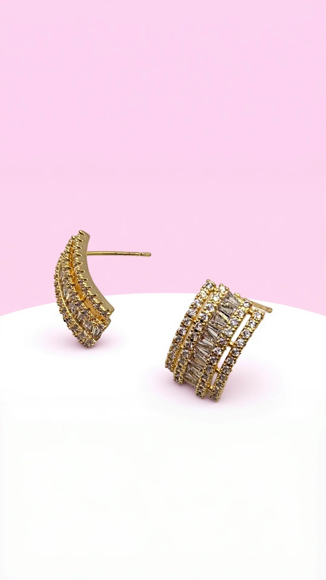 Curved Crystal Stud Earrings