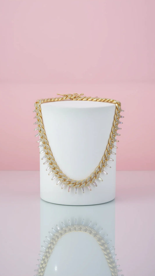Stainless Steel Crystal Spike Chain