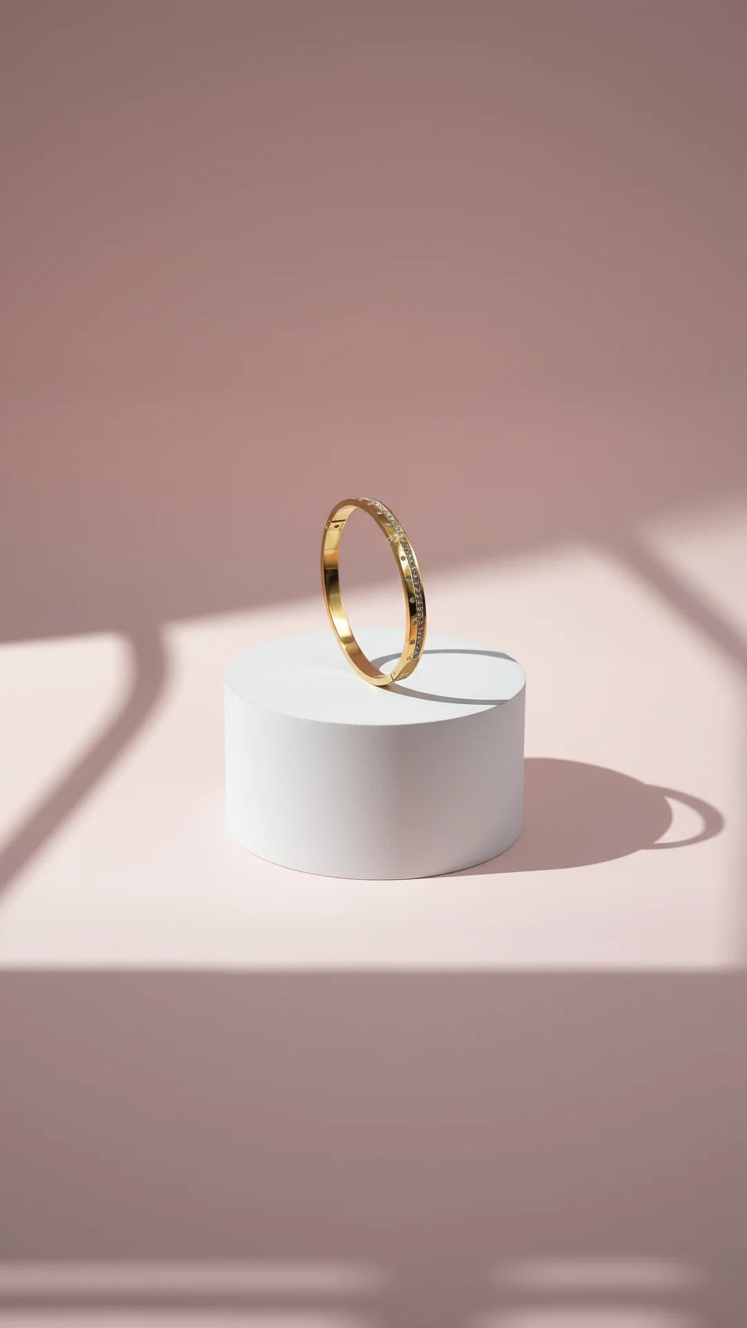 Crystal Inlaid Stainless Steel Hinged Bangle