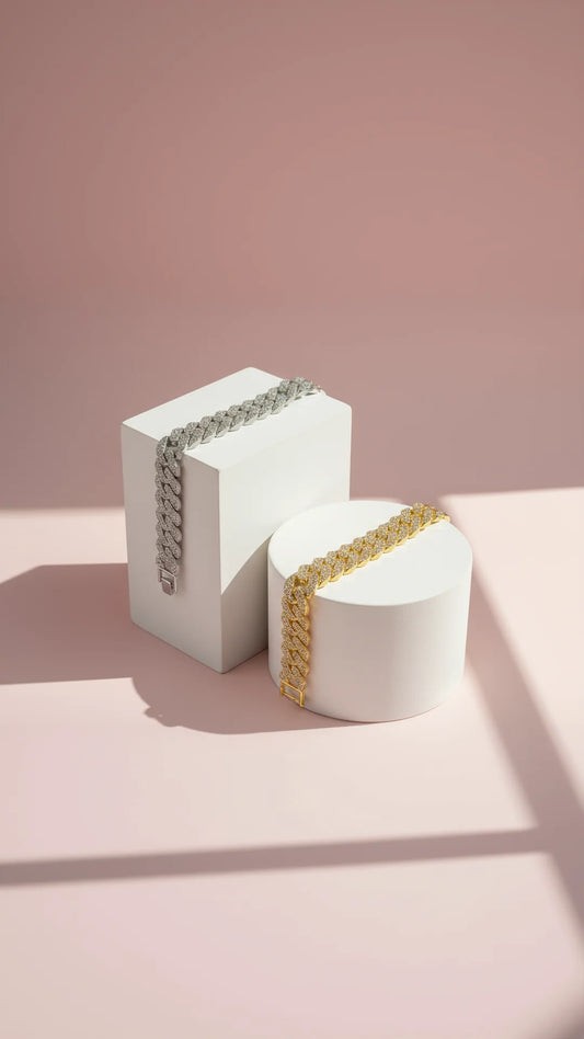 Waterproof Oversized XL Stainless Steel Crystal Bracelet Chain