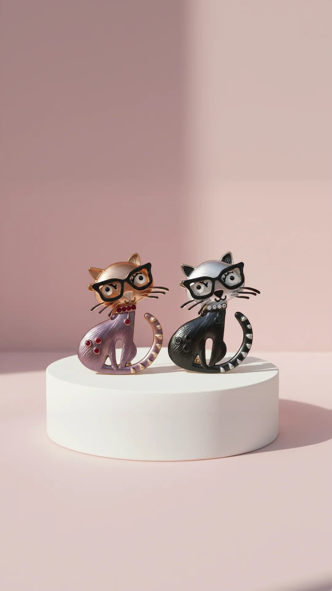 Cats With Glasses Magnetic Brooch