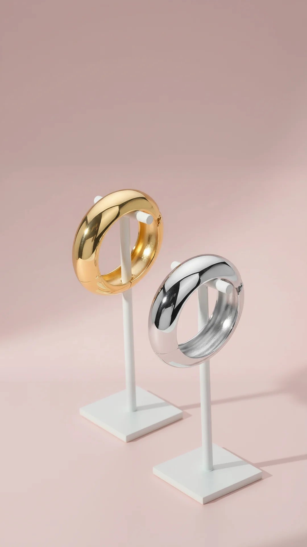 Mirror Finish Round Hinged Bangle Cuff