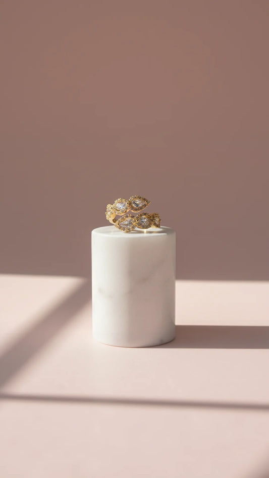 Waterproof 14k Gold Plated Free Size Crystal Stacking Rings Box set of 12