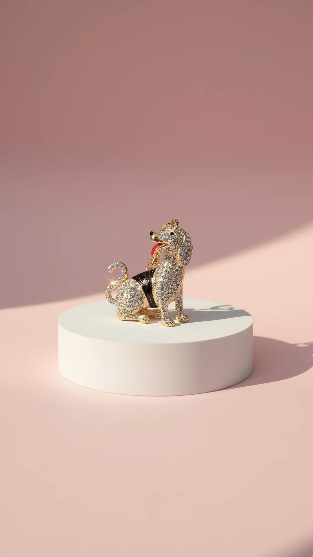 Dog In Coat Crystal Key Ring & Bag Charm