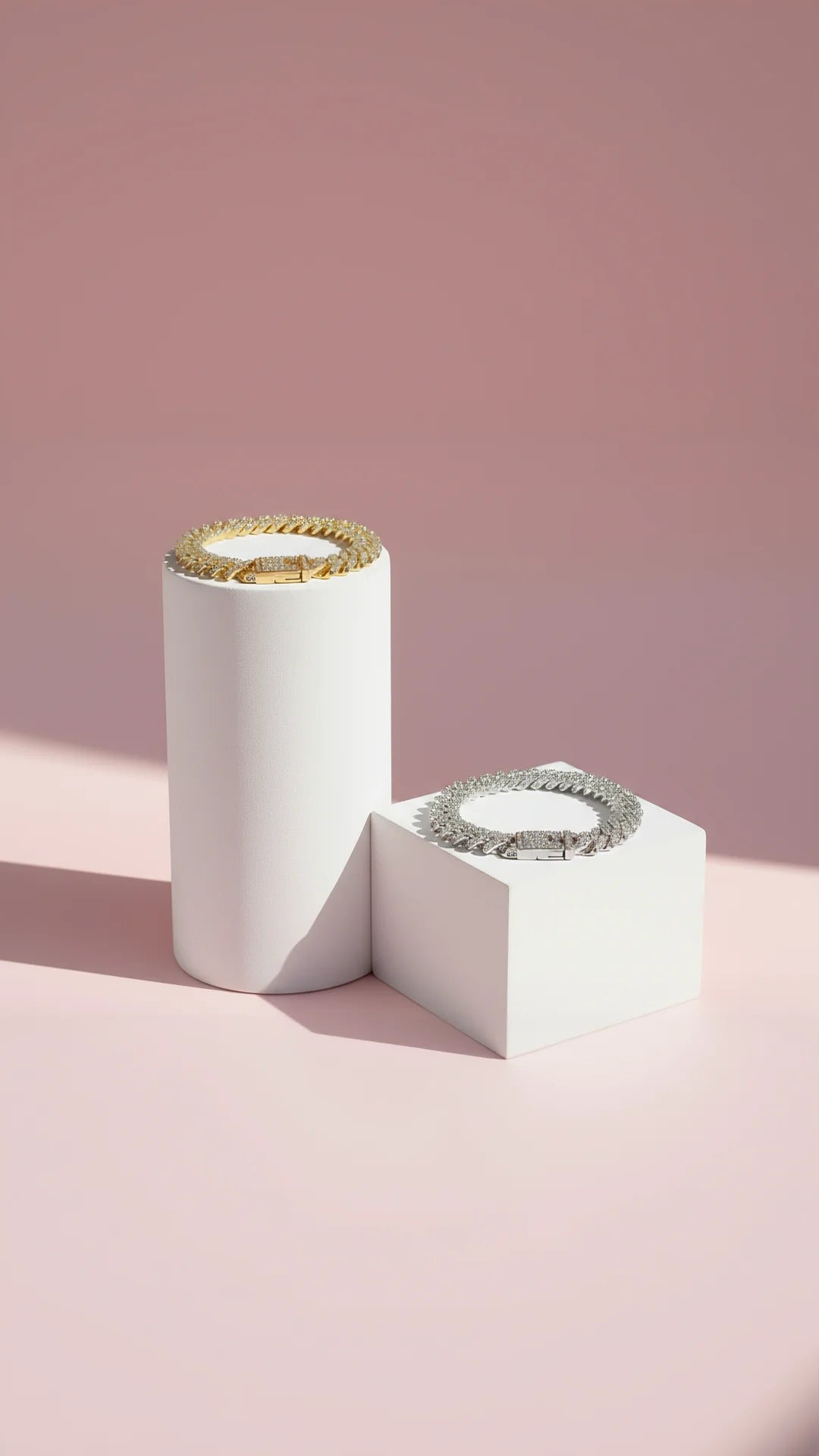 Stainless Steel Crystal Pavé Link Chain Bracelet