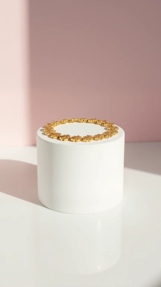 24k Gold Plated Clover Leaf Link Bracelet