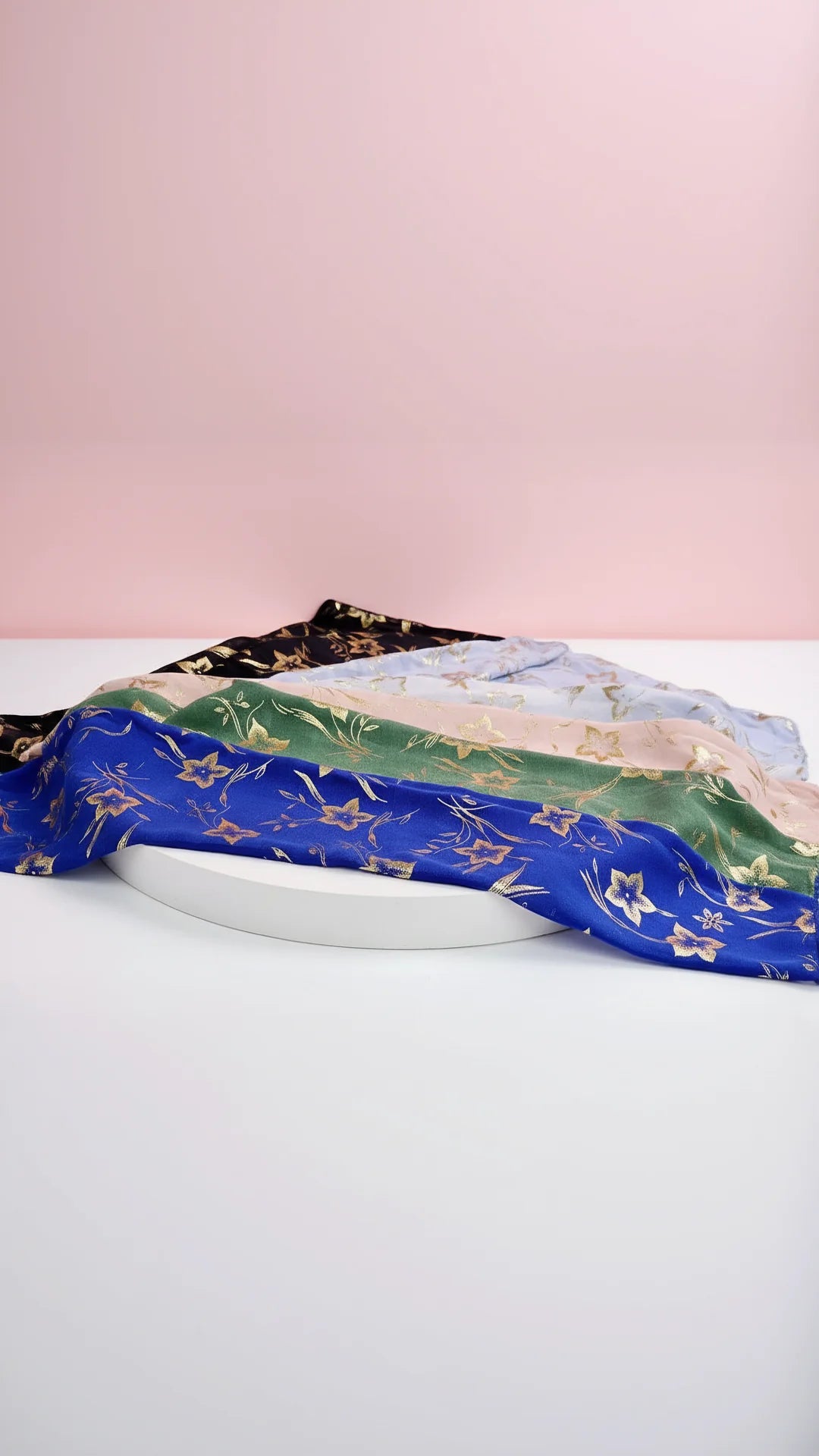 Flower Decor Shimmer Gold Foil Scarf Pack of 12