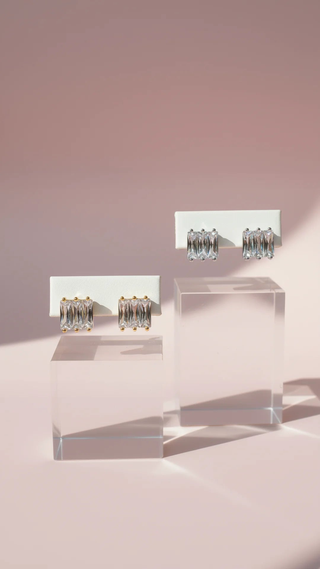 Square Baguette Cut Crystal Stud Earrings