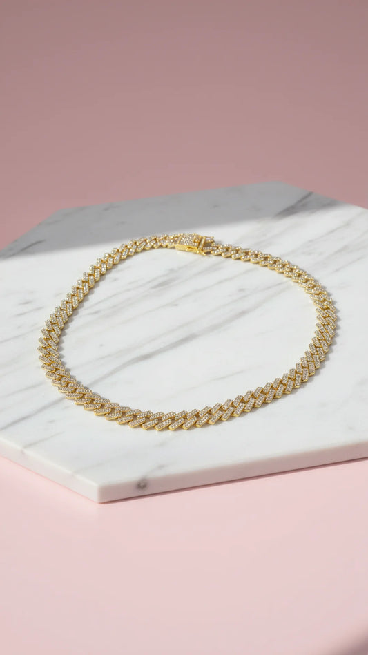 Waterproof Stainless Steel Crystal Link Chain Necklace