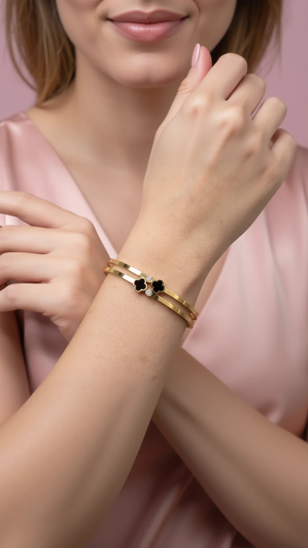 Black Clover Stainless Steel Stacking Bangle