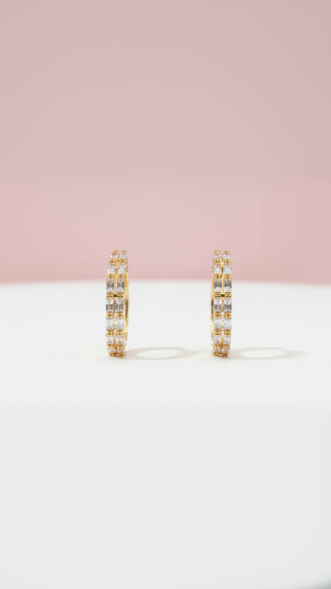 Huggie Baguette Cut Crystal Earrings