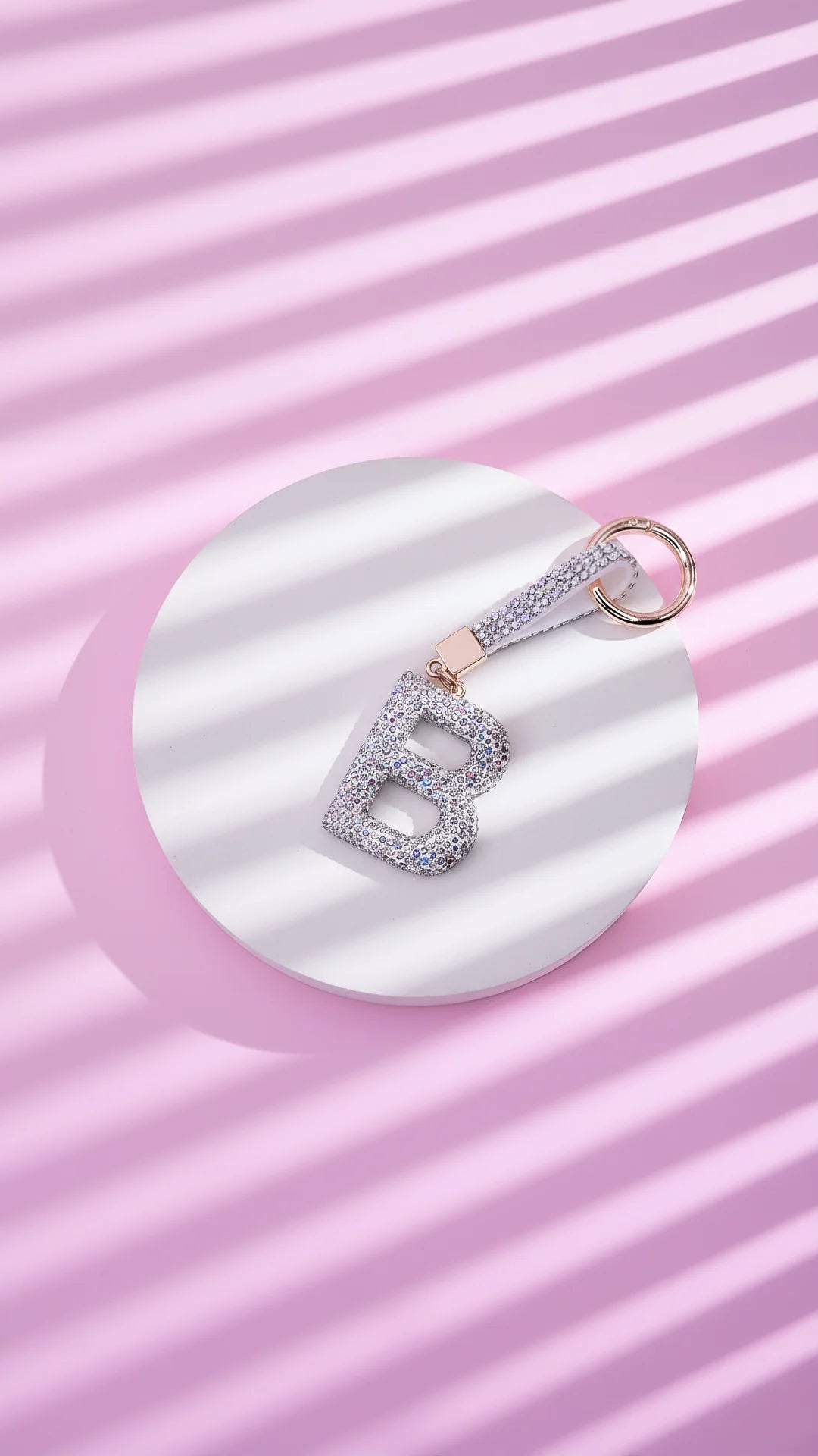 Initial Letter Silver Crystal Glam Key Ring