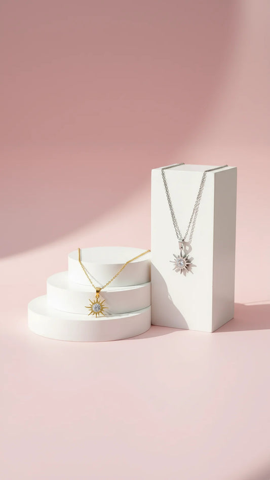 Pavé Crystal Sun Pendant Necklace
