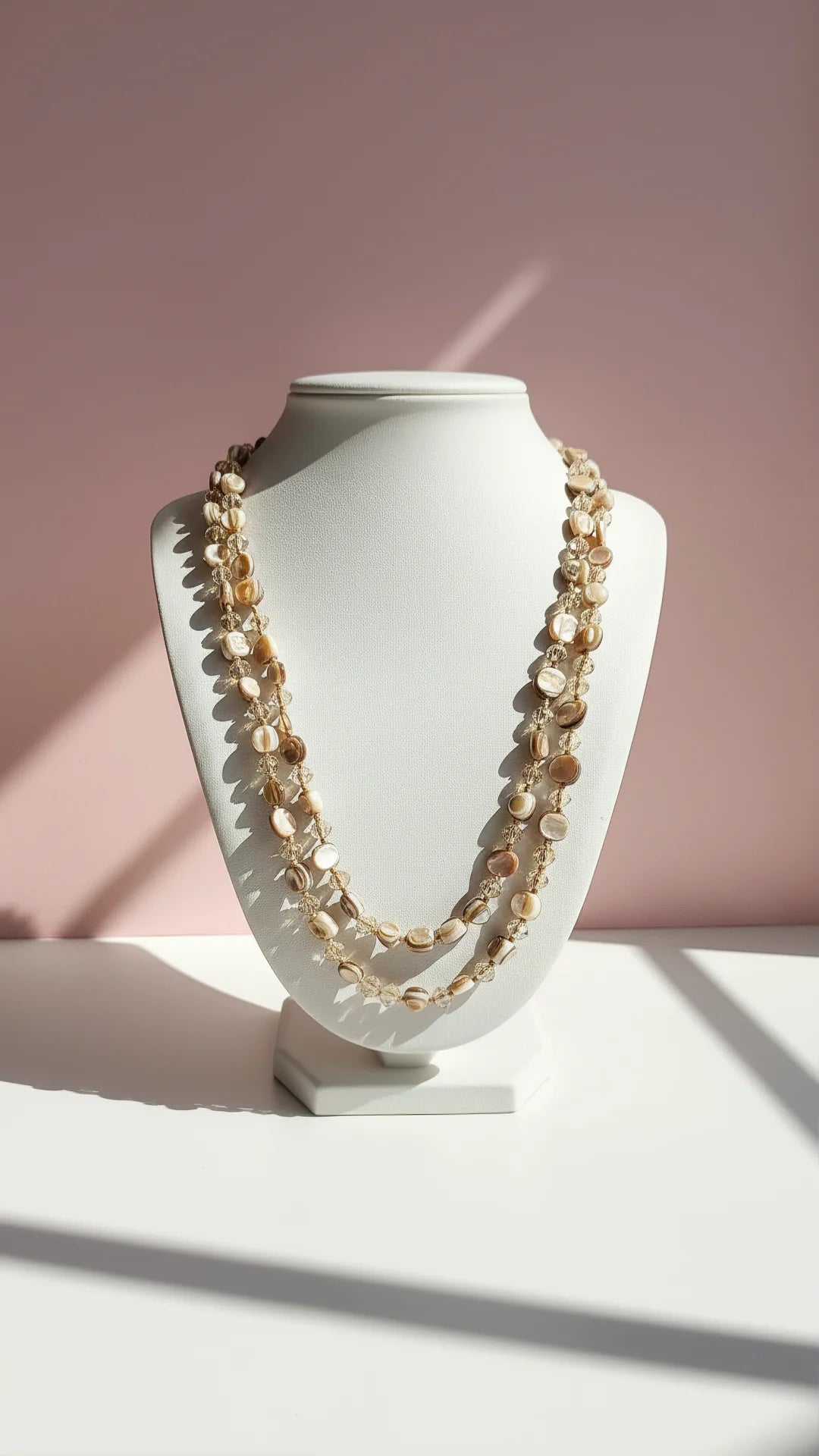 Gold Faceted Boho Long Beaded Necklace