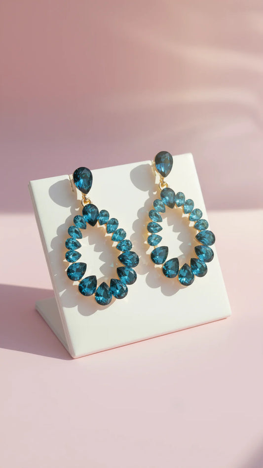 Oval Hoop Crystal Drop & Dangle Earrings