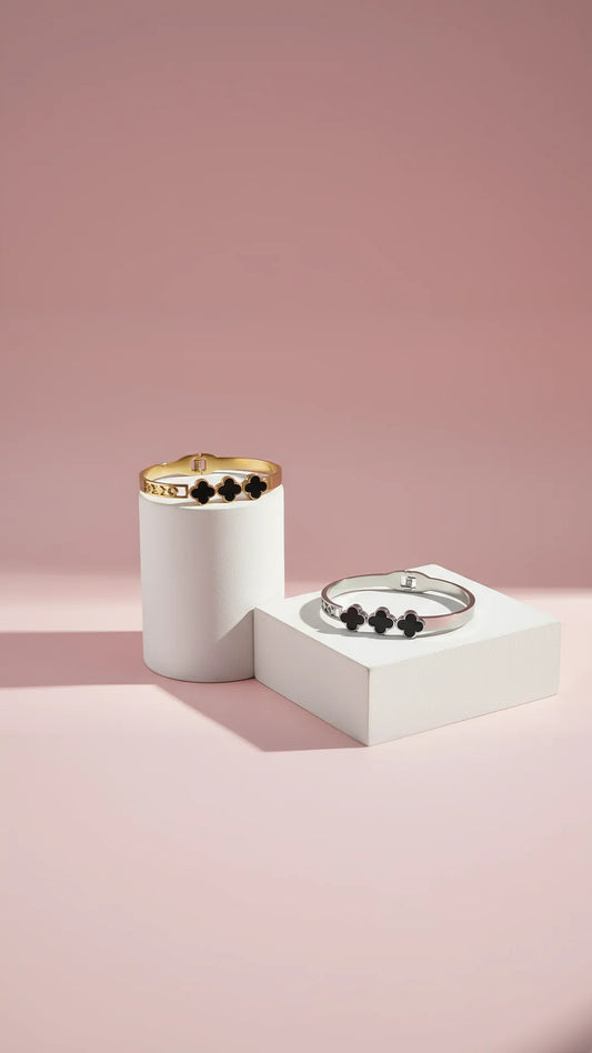 Waterproof Stainless Steel Clover Stacking Bangle